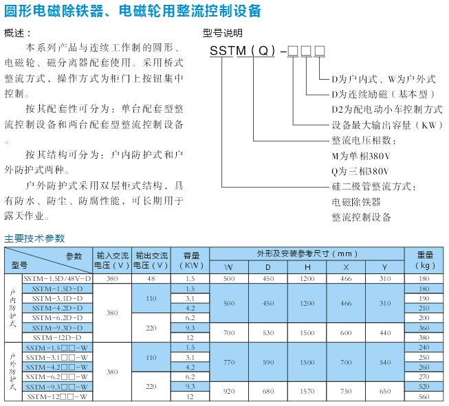 圓形電磁除鐵、電磁輪用整流控制設(shè)備